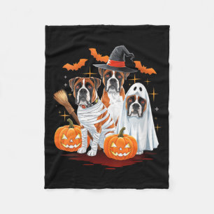 Dames Grappige Drie Boxer Pompoen Halloween Hond Fleece Deken
