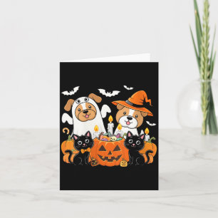 Dames grappige Halloween-hond verkleed als spook Kaart