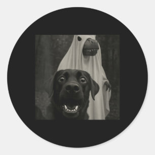 Dames grappige Halloween selfie zwarte labrador me Ronde Sticker