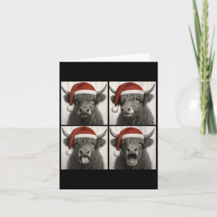 Dames grappige kerst Hoogland Koe Santa foto booth Kaart
