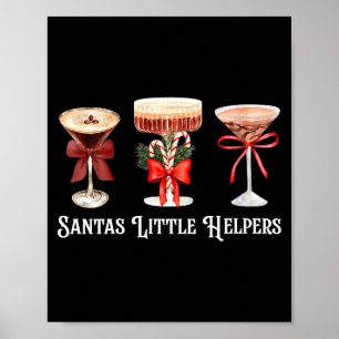 Dames grappige Kerstman zijn kleine helper Martini Poster