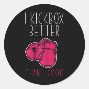 Dames grappige kickbokser - Ik hou van kickboksen  Ronde Sticker