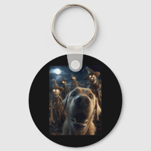 Dames Grappige Labrador Selfie Met Vogelverschrikk Sleutelhanger