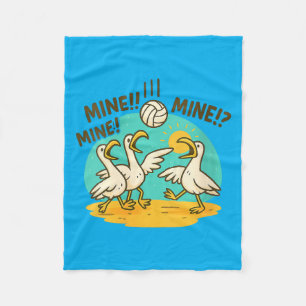Dames Grappige Meeuwen Volleybal Strand Cartoon Fleece Deken