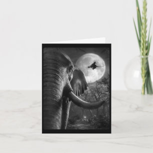 Dames Grappige Olifant Selfie Volle Maan Vliegend Kaart