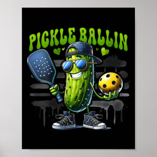 Dames grappige pickleball speler paddleball augurk poster
