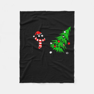 Dames grappige zwarte kat cadeau duwende kerstboom fleece deken
