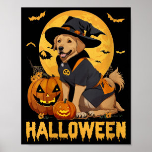 Dames Halloween Hond V-Hals T-Shirt4 Poster