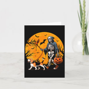 Dames Halloween Hondenskelet Leidt Hond Halloween Kaart