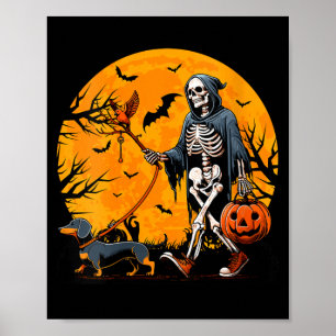 Dames Halloween Hondenskelet Leidt Hond Halloween Poster