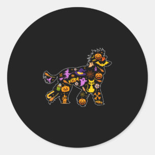 Dames halloween poedel hond ronde sticker