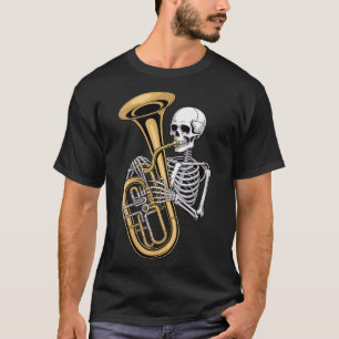 Dames Halloween Skelet Tuba Tubist V-hals T-shirt