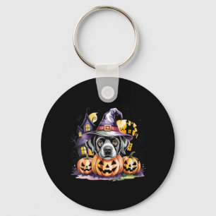 Dames Halloween Zwarte Labrador Retriever Heks Sleutelhanger