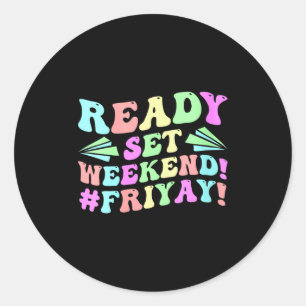 Dames Happy Friday Vrij Yay Leraar School Meme V- Ronde Sticker