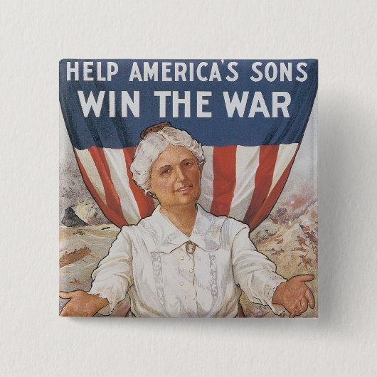 Dames! Help de Amerikaanse Sons Vierkante Button 5,1 Cm (Voorkant)