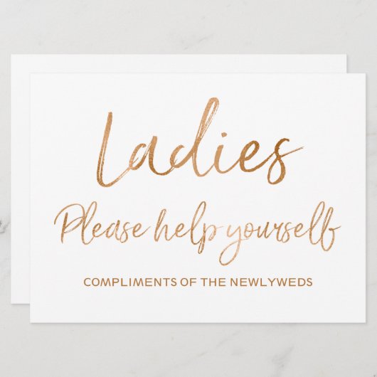 Dames help uzelf bruiloft bord kaart (Voorkant / Achterkant)