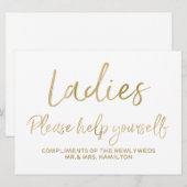 Dames help uzelf bruiloft bord kaart (Voorkant / Achterkant)