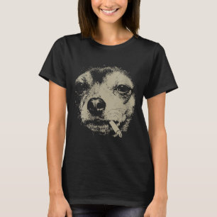 Dames hond rookt sigaret grappige chihuahua meme t-shirt