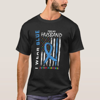 Dames Ik Draag Blauw Voor Mijn Man Autisme Bewustz T-shirt