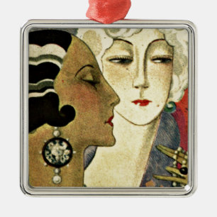Dames in art deco-stijl metalen ornament