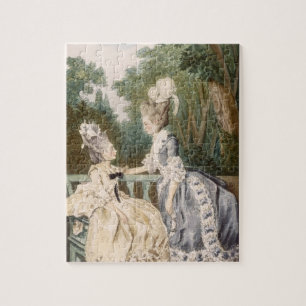 Dames in de ochtend, 1771 (kleurengraving) legpuzzel