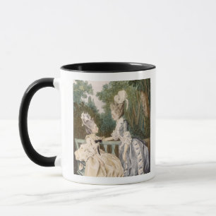 Dames in de ochtend, 1771 (kleurengraving) mok