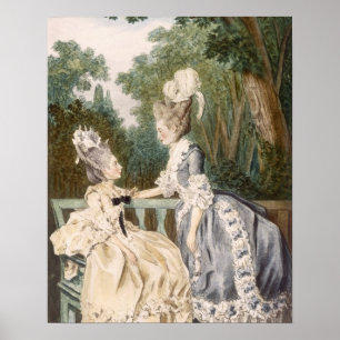Dames in de ochtend, 1771 (kleurengraving) poster