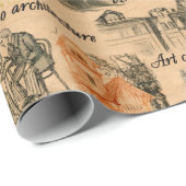  dames in de stad potlood tekening cadeaupapier (Rol Hoek)