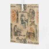  dames in de stad potlood tekening glas ornament (Voorkant links)