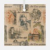  dames in de stad potlood tekening glas ornament (Voorkant)