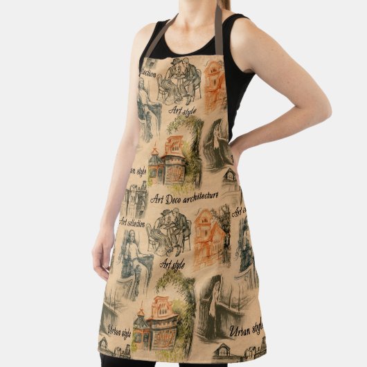  dames in de stad potlood tekening schort (Insitu)