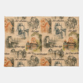  dames in de stad potlood tekening theedoek (Horizontaal)