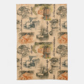  dames in de stad potlood tekening theedoek (Verticaal)