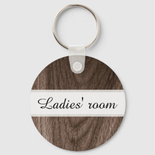 Dames in de wc, sleutelhanger, bruin hout sleutelhanger