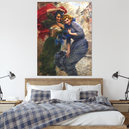  dames in groen rood blauw canvas afdruk (Insitu (Slaapkamer))