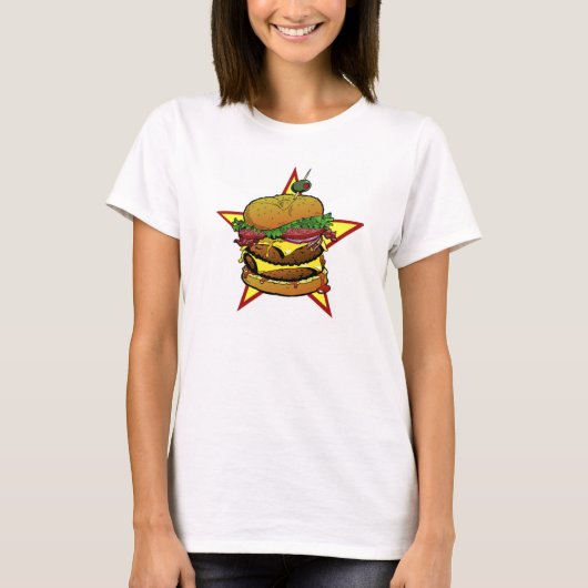 Dames in het T-shirt Cheeseburger (Voorkant)