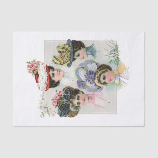  Dames in het voorjaar van de Petten Mode Illustra Tissuepapier (Voorkant)