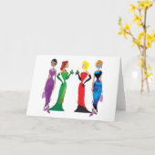 Dames in het Wenskaart 's nachts Kaart (Gele Bloem)