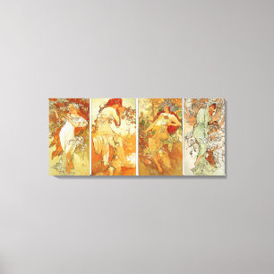 Dames in vier seizoenen schilderen canvas afdruk