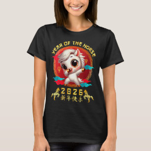 Dames Jaar Van Het Paard 2026 Schattig Chinees Maa T-shirt