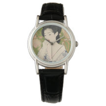 Dames Japans Geisha Kimono Houtsnijhorloge