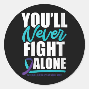 Dames Je Zult Nooit Alleen Vecht National Suicide Ronde Sticker