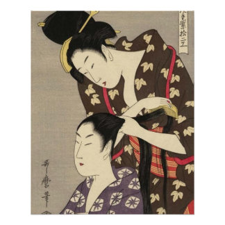Dames Kapsalon Utamaro Yuyudo Ukiyo-e Kunst Perfect Poster