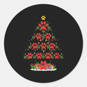 Dames Kat Hond Poot Kerstboom Pyjama Puppy Doe Ronde Sticker