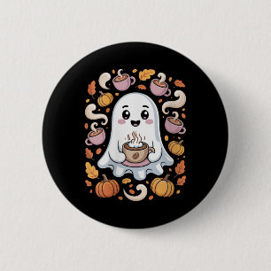 Dames Kawaii Geest Koffie Kunst Voor Griezelseizoe Ronde Button 5,7 Cm