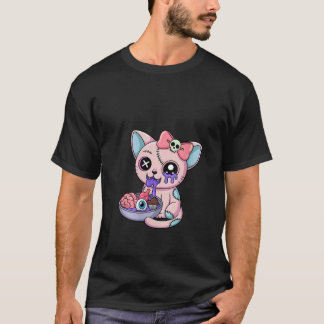 Dames Kawaii Pastel Goth Kat Eet Ramen Noedels T-shirt