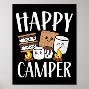 Dames Kawaii Smore Gelukkige Kampeerder Kampeerplo Poster