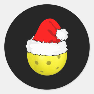 Dames kerst pickleball pickle bal heilige kerstman ronde sticker