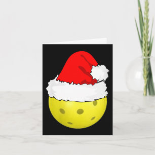 Dames kerst pickleball pickle bal santa hoed kaart