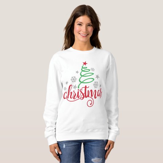 Dames kerst sweatshirt | Eenvoudige kerstboom (Voorkant volledig)